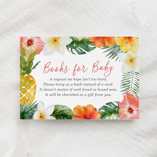 Tropical Floral Luau Baby shower Boeken voor Baby Informatiekaartje