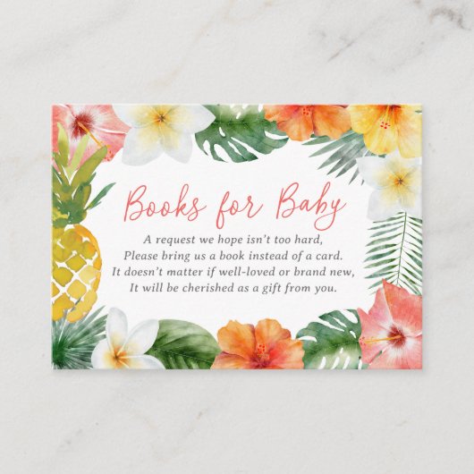 Tropical Floral Luau Baby shower Boeken voor Baby Informatiekaartje (Voorkant)