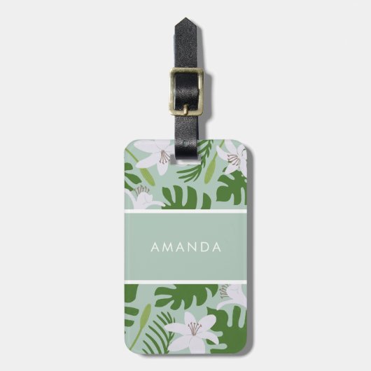 Tropical Floral Luggage Tag Bagagelabel (Voorkant verticaal)