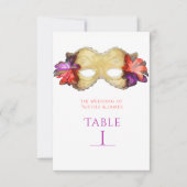 Tropical Floral Masquerade Masker Tafelnummer Kaar (Voorkant)