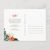 Tropical Floral Nieuw Adres Briefkaart | koraal (Achterkant)
