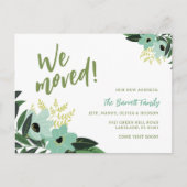 Tropical Floral Nieuw Adres Briefkaart | Munt (Voorkant)