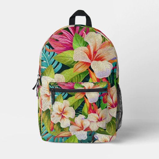 Tropical Floral Oil Painting Style Bedrukte Rugzak (Voorkant)
