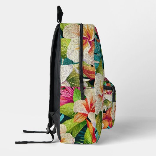 Tropical Floral Oil Painting Style Bedrukte Rugzak (Links)
