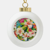 Tropical Floral Oil Painting Style Keramische Bal Ornament (Voorkant)