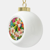 Tropical Floral Oil Painting Style Keramische Bal Ornament (Rechts)