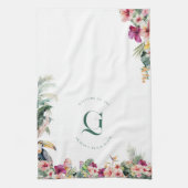 Tropical Floral Palm Monogram Beach House Theedoek (Verticaal)