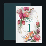 Tropical Floral Paradise Botanical Gold Wedding  Kaart<br><div class="desc">Table Numbers. look for matching items in my store.</div>