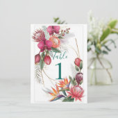 Tropical Floral Paradise Botanical Gold Wedding Kaart (Staand voorkant)