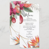 Tropical Floral Paradise Botanical Gold Wedding  Menu (Voorkant / Achterkant)