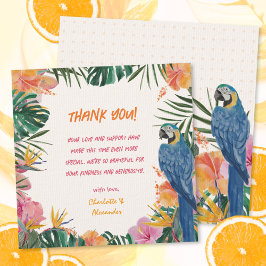 Tropical Floral Parrot Waterverf Baby shower Bedankkaart