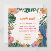 Tropical Floral Parrot Waterverf Baby shower Bedankkaart (Voorkant)