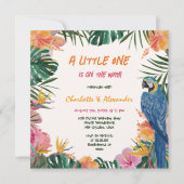 Tropical Floral Parrot Waterverf Baby shower Kaart (Voorkant)