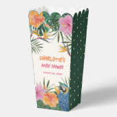Tropical Floral Parrot Waterverf Stippen Baby show Bedankdoosjes (Voorkant)