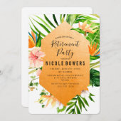 Tropical Floral Pensioen Party Uitnodiging (Voorkant / Achterkant)