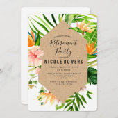 Tropical Floral Pensioen Party Uitnodiging (Voorkant / Achterkant)