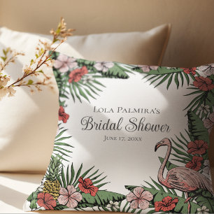 Tropical Floral Pink Flamingo Vrijgezellenfeest Buitenkussen