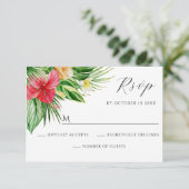 Tropical floral  RSVP kaartje (Staand voorkant)