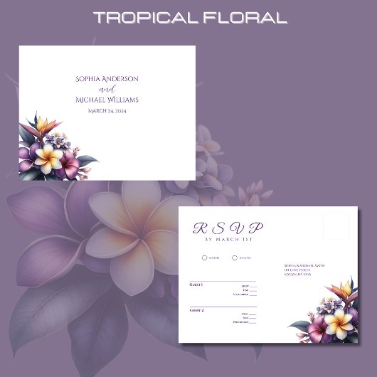 Tropical Floral-RSVP-Wedding- Briefkaart
