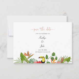 Tropical Floral Save the Date Card Bedankkaart