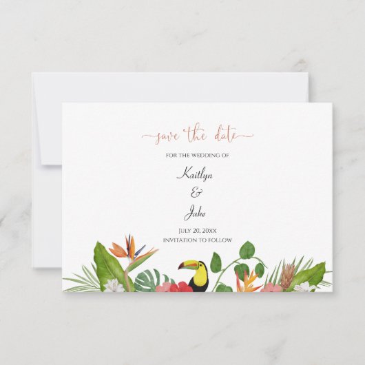 Tropical Floral Save the Date Card Bedankkaart (Voorkant)
