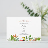 Tropical Floral Save the Date Card Bedankkaart (Staand voorkant)