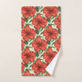 Tropical floral seamless pattern red flowers bad handdoek (Handdoek)