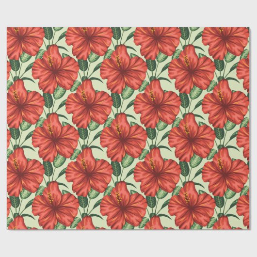 Tropical floral seamless pattern red flowers cadeaupapier (Vlak)
