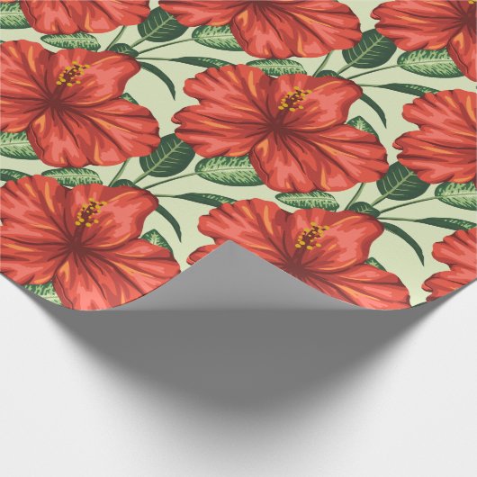 Tropical floral seamless pattern red flowers cadeaupapier (Hoek)