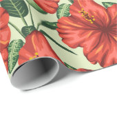 Tropical floral seamless pattern red flowers cadeaupapier (Rol Hoek)