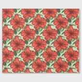Tropical floral seamless pattern red flowers cadeaupapier (Vlak)