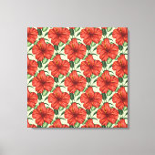 Tropical floral seamless pattern red flowers canvas afdruk (Voorkant)