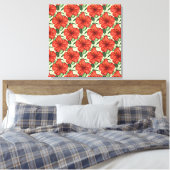 Tropical floral seamless pattern red flowers canvas afdruk (Insitu (Slaapkamer))