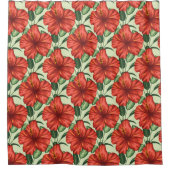 Tropical floral seamless pattern red flowers douchegordijn (Voorkant)