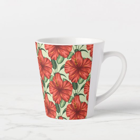 Tropical floral seamless pattern red flowers latte mok (Rechts)