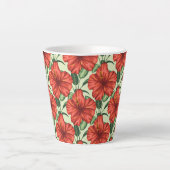Tropical floral seamless pattern red flowers latte mok (Voorkant)