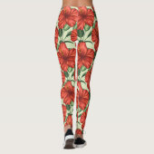 Tropical floral seamless pattern red flowers leggings (Achterkant)