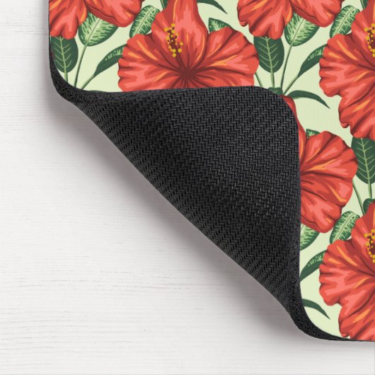 Tropical floral seamless pattern red flowers muismat (Hoek)