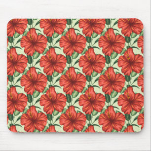 Tropical floral seamless pattern red flowers muismat