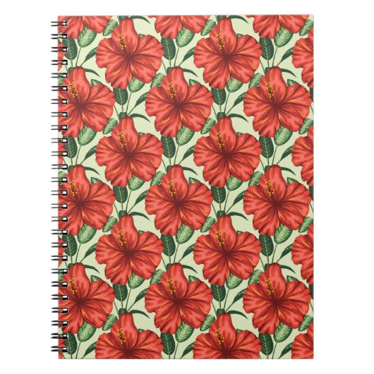 Tropical floral seamless pattern red flowers notitieboek (Voorkant)