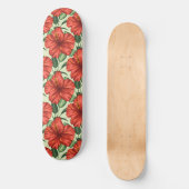 Tropical floral seamless pattern red flowers persoonlijk skateboard (Voorkant)
