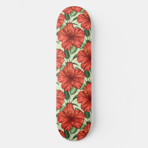 Tropical floral seamless pattern red flowers persoonlijk skateboard