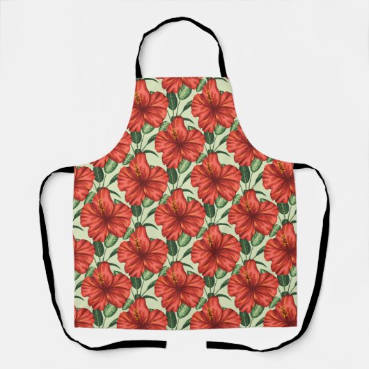 Tropical floral seamless pattern red flowers schort (Voorkant)