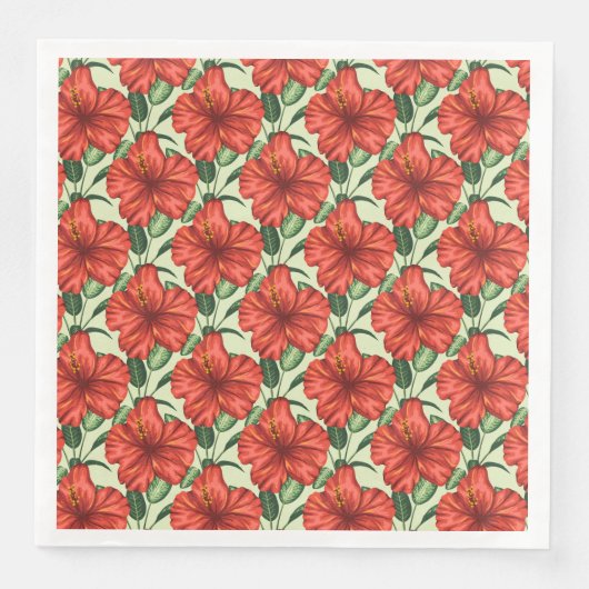 Tropical floral seamless pattern red flowers servet (Voorkant)