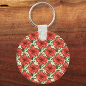 Tropical floral seamless pattern red flowers sleutelhanger (Voorkant)