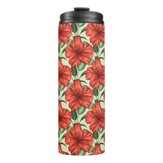 Tropical floral seamless pattern red flowers thermosbeker (Voorkant)