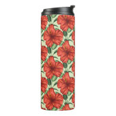 Tropical floral seamless pattern red flowers thermosbeker (Gedraaid links)
