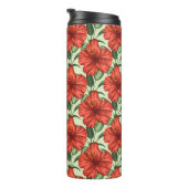 Tropical floral seamless pattern red flowers thermosbeker (Geroteerd rechts)