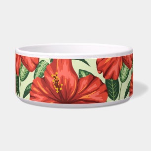 Tropical floral seamless pattern red flowers voerbakje