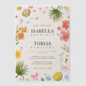 Tropical Floral & Shell Coastal Vellum Wedding Vellum Uitnodigingen (Voorkant)